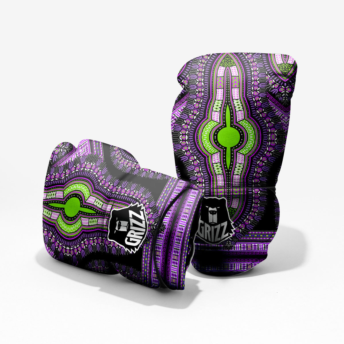 African Dashiki Purple And Black Print Pro Boxing Glove