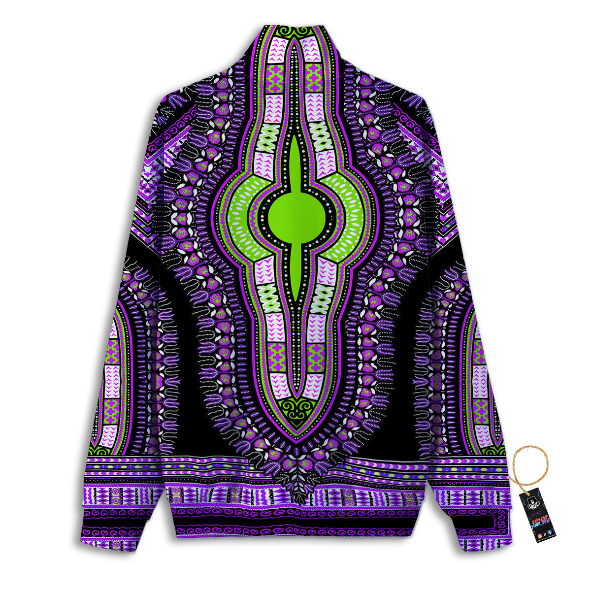 African Dashiki Purple And Black Print Track Jacket-grizzshop