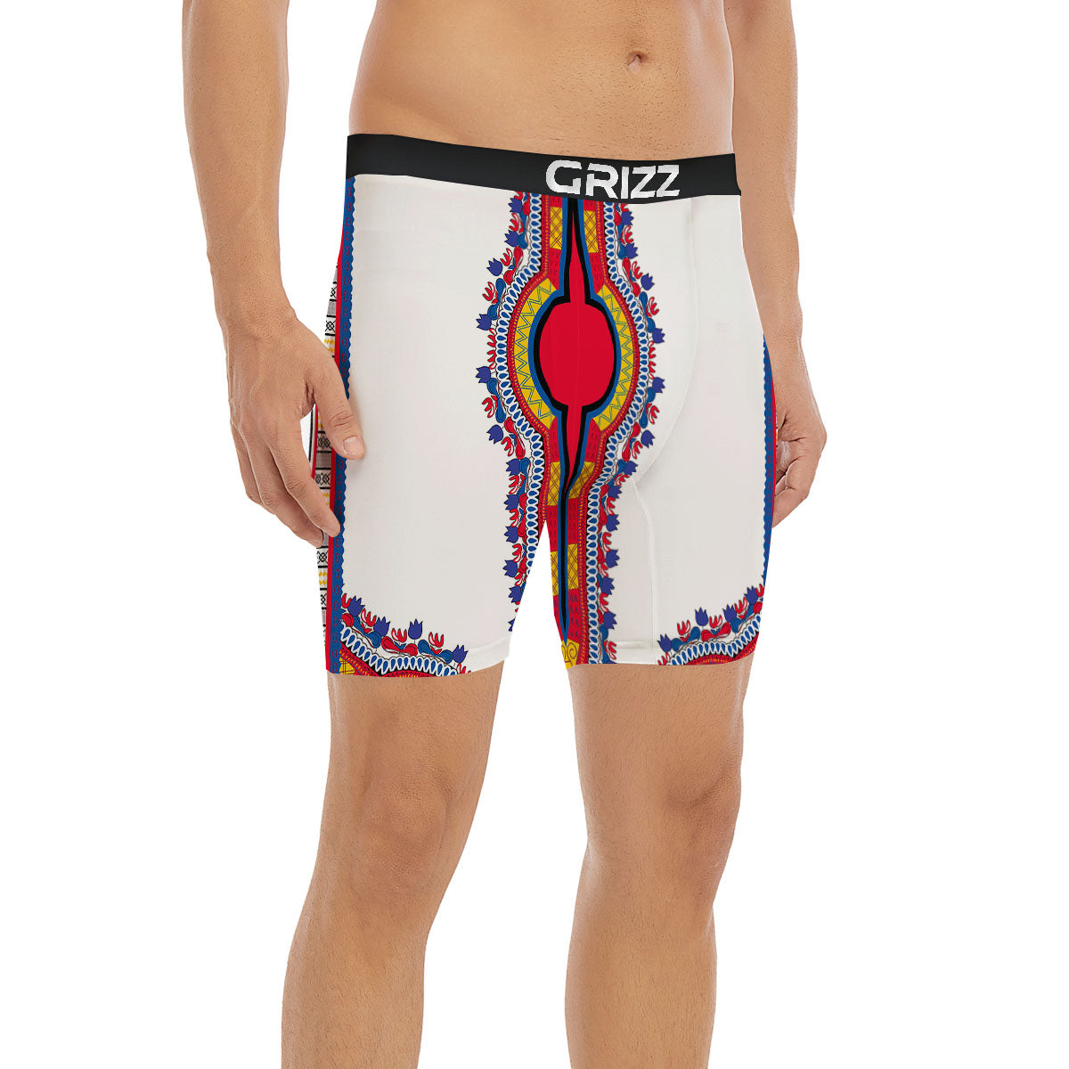 African Dashiki White And Red Print Boxer Briefs-grizzshop