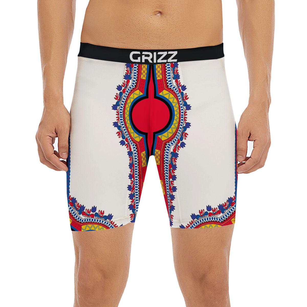 African Dashiki White And Red Print Boxer Briefs-grizzshop