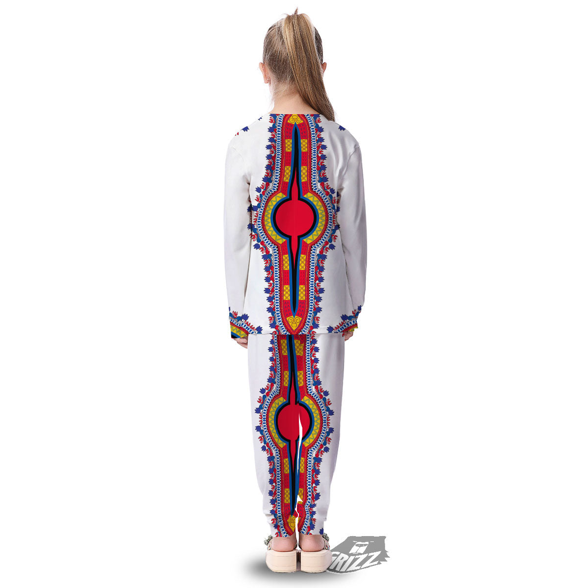 African Dashiki White And Red Print Kid's Pajamas-grizzshop