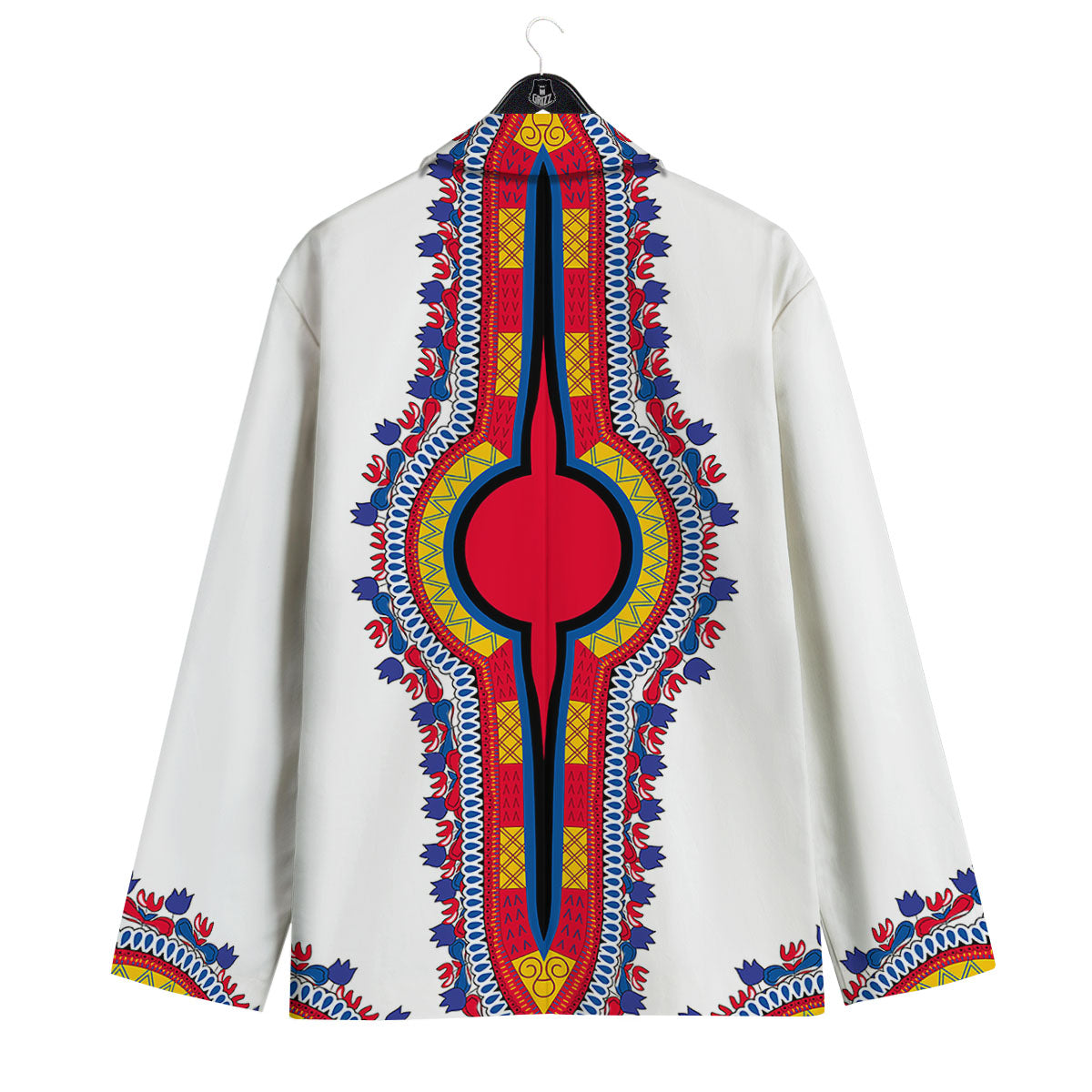African Dashiki White And Red Print Men's Sport Coat-grizzshop