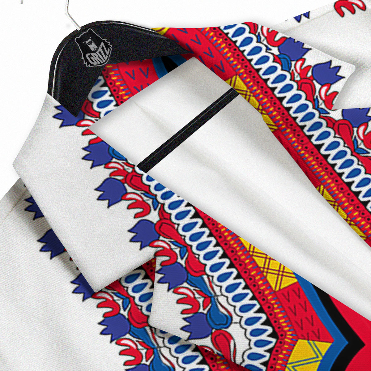 African Dashiki White And Red Print Men's Sport Coat-grizzshop
