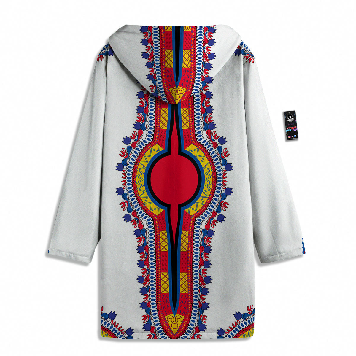 African Dashiki White And Red Print Men's Windbreaker Jacket-grizzshop