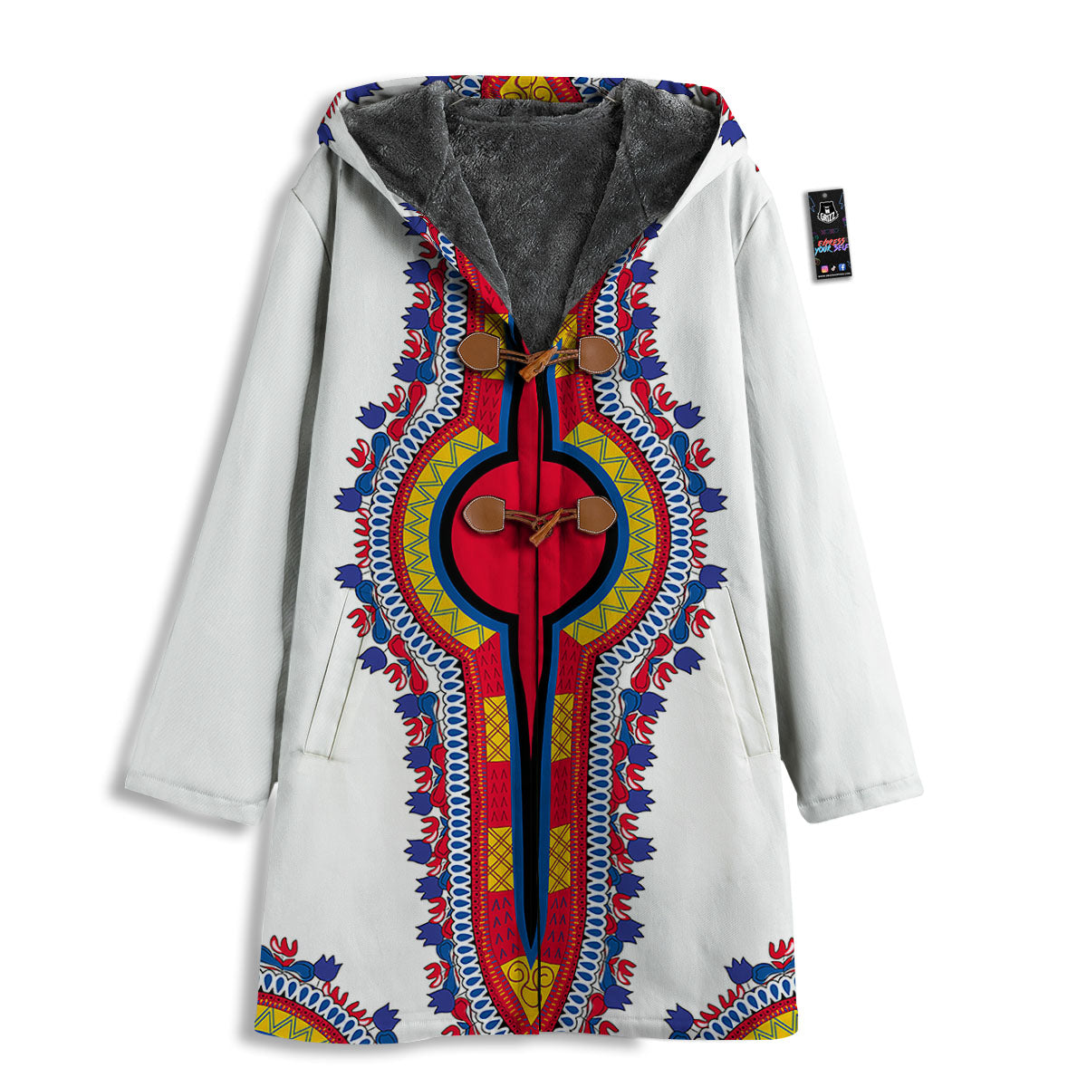 African Dashiki White And Red Print Men's Windbreaker Jacket-grizzshop
