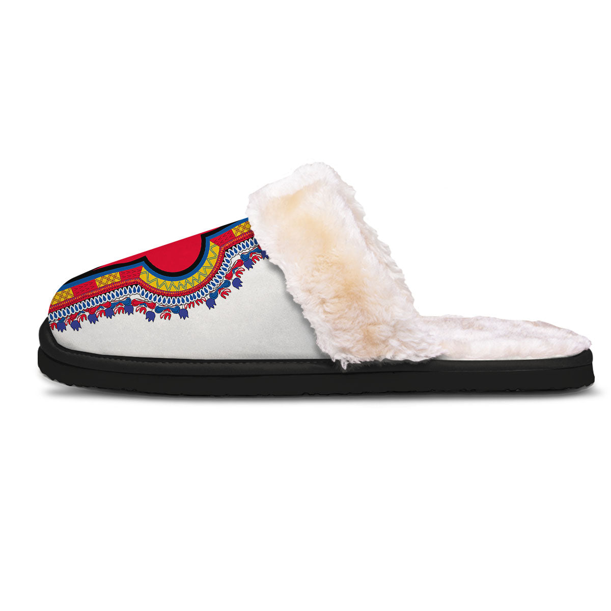 African Dashiki White And Red Print Slippers-grizzshop