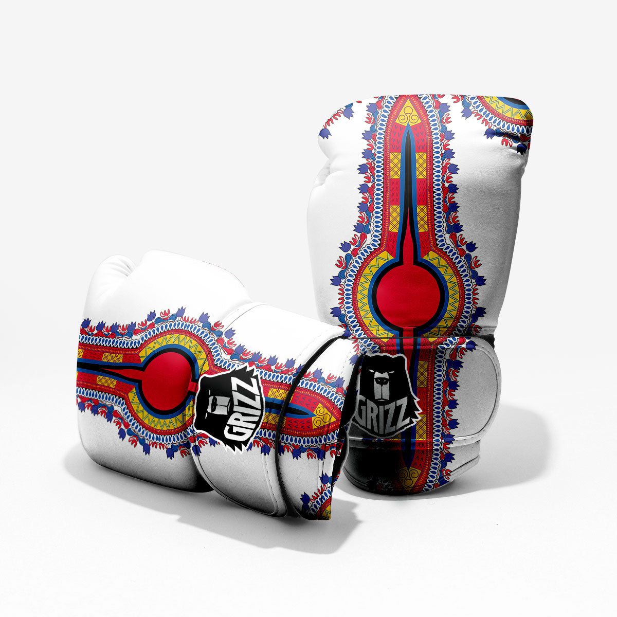 African Dashiki White And Red Print Pro Boxing Glove