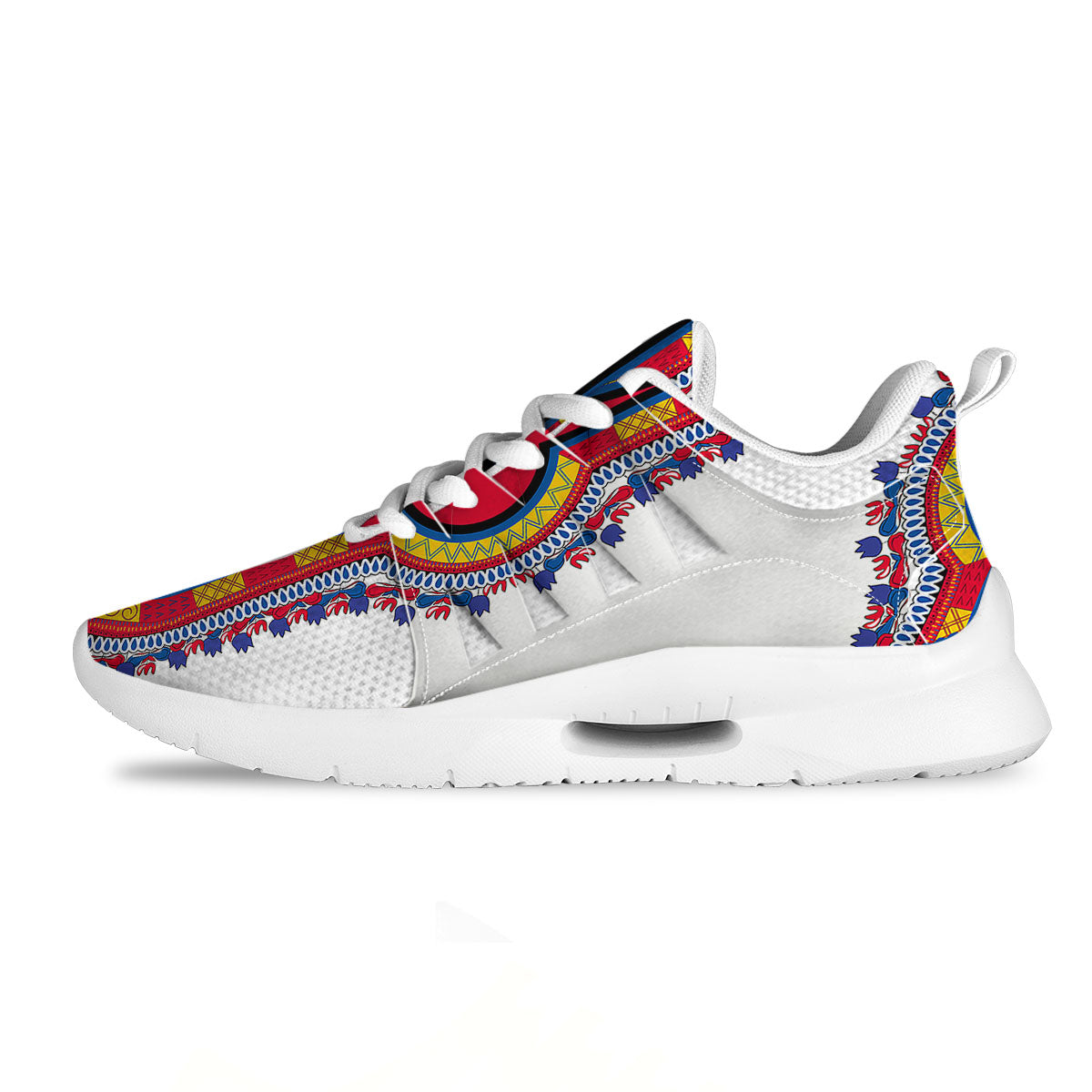 African Dashiki White And Red Print Tennis Shoes-grizzshop