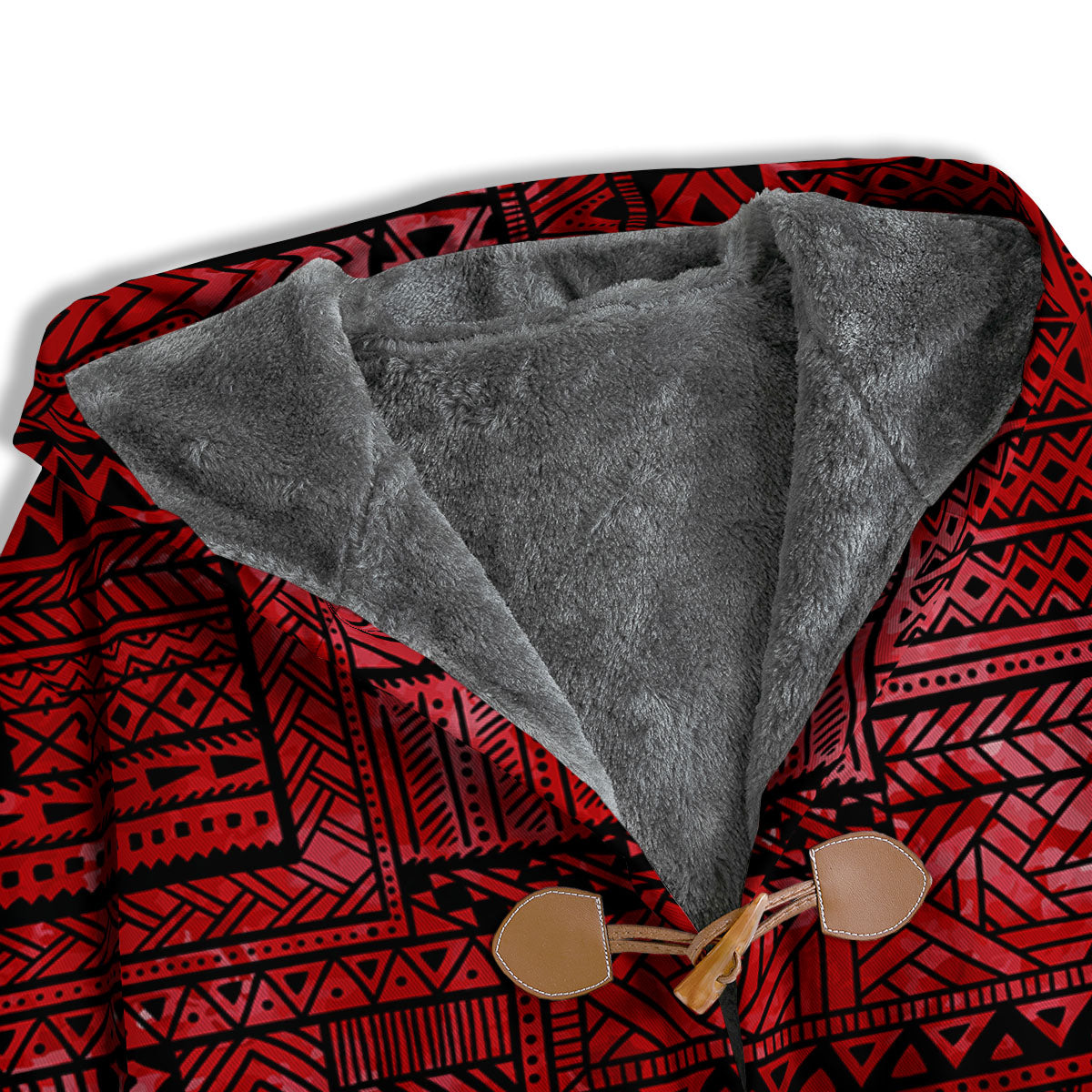 African Ethnic Black And Red Print Men's Windbreaker Jacket-grizzshop