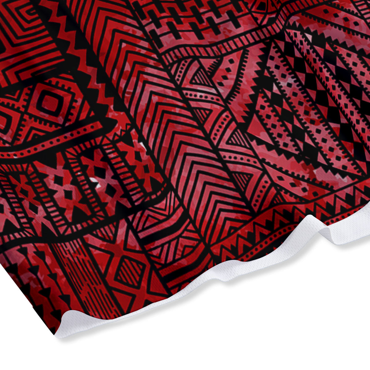 African Ethnic Black And Red Print Mesh Shorts