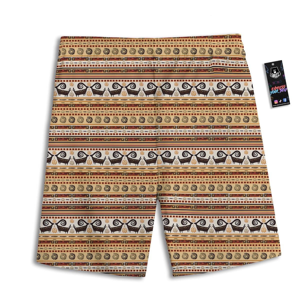 African Ethnic Brown Print Pattern Men's Athletic Shorts