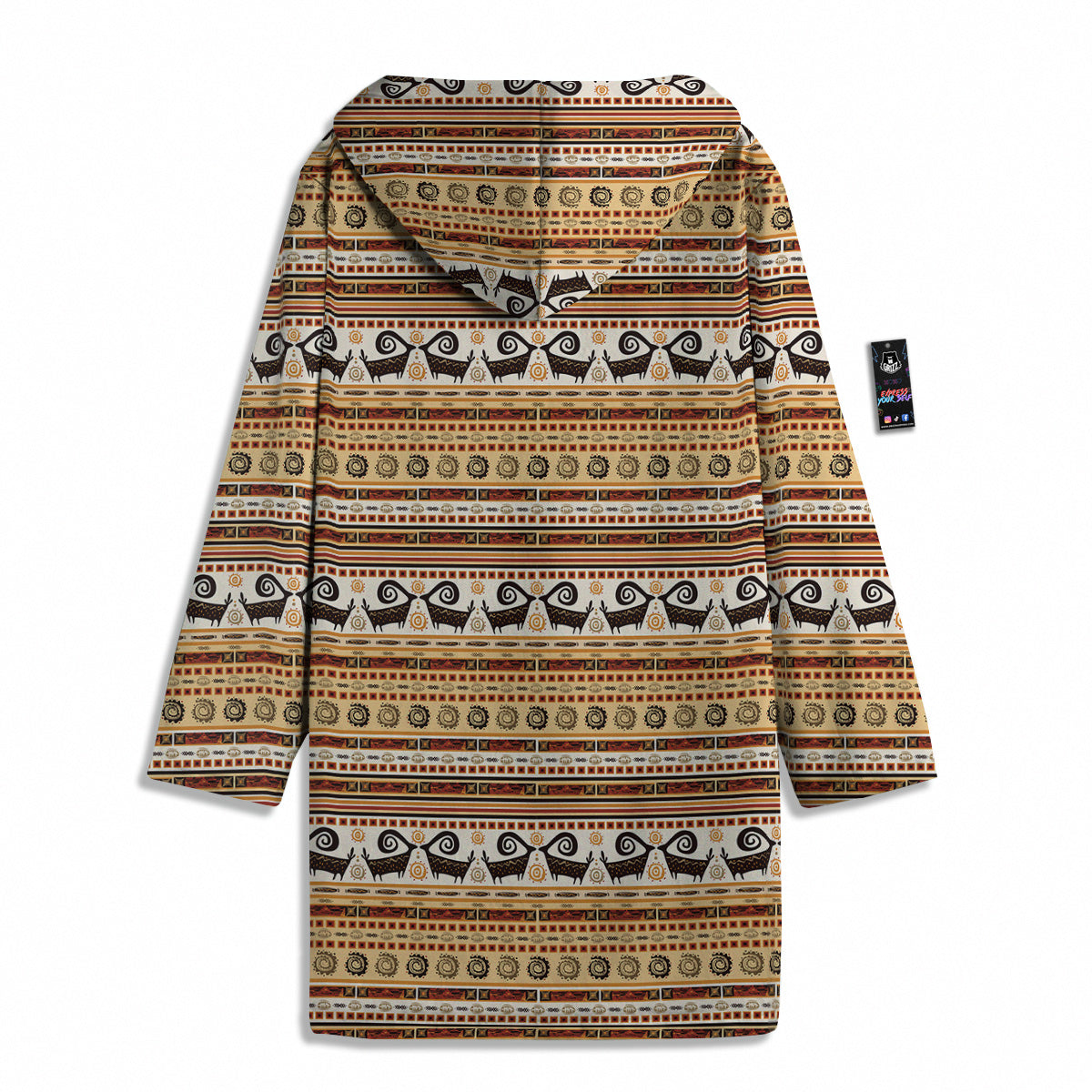 African Ethnic Brown Print Pattern Men's Windbreaker Jacket-grizzshop