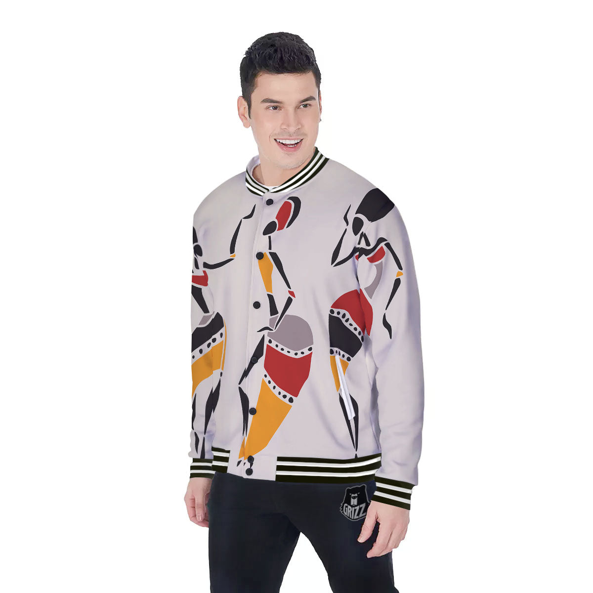 African Ethnic Girl Print Baseball Jacket-grizzshop