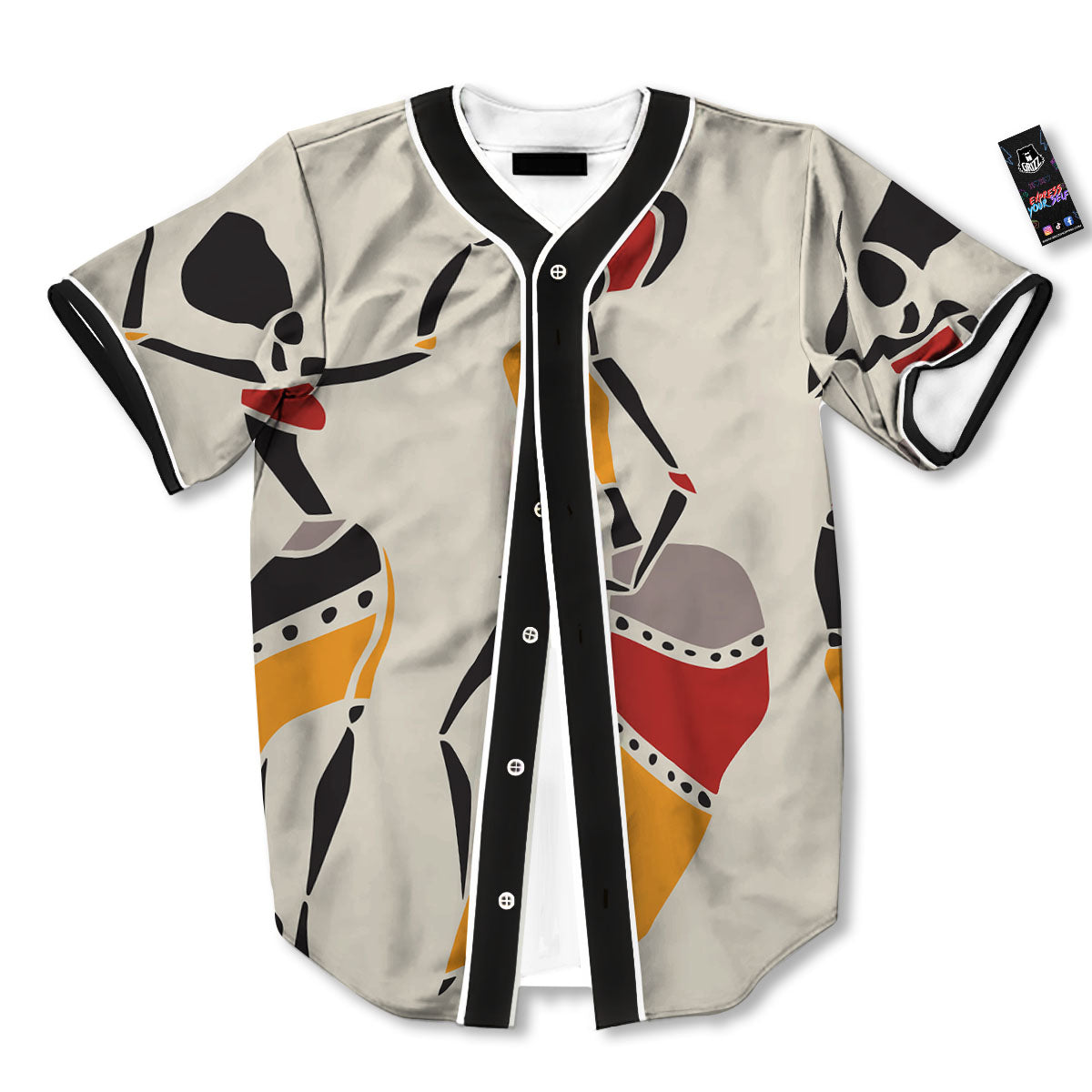 African Ethnic Girl Print Baseball Jersey-grizzshop