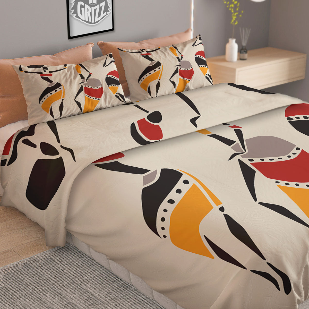 African Ethnic Girl Print Duvet Cover Bedding Set
