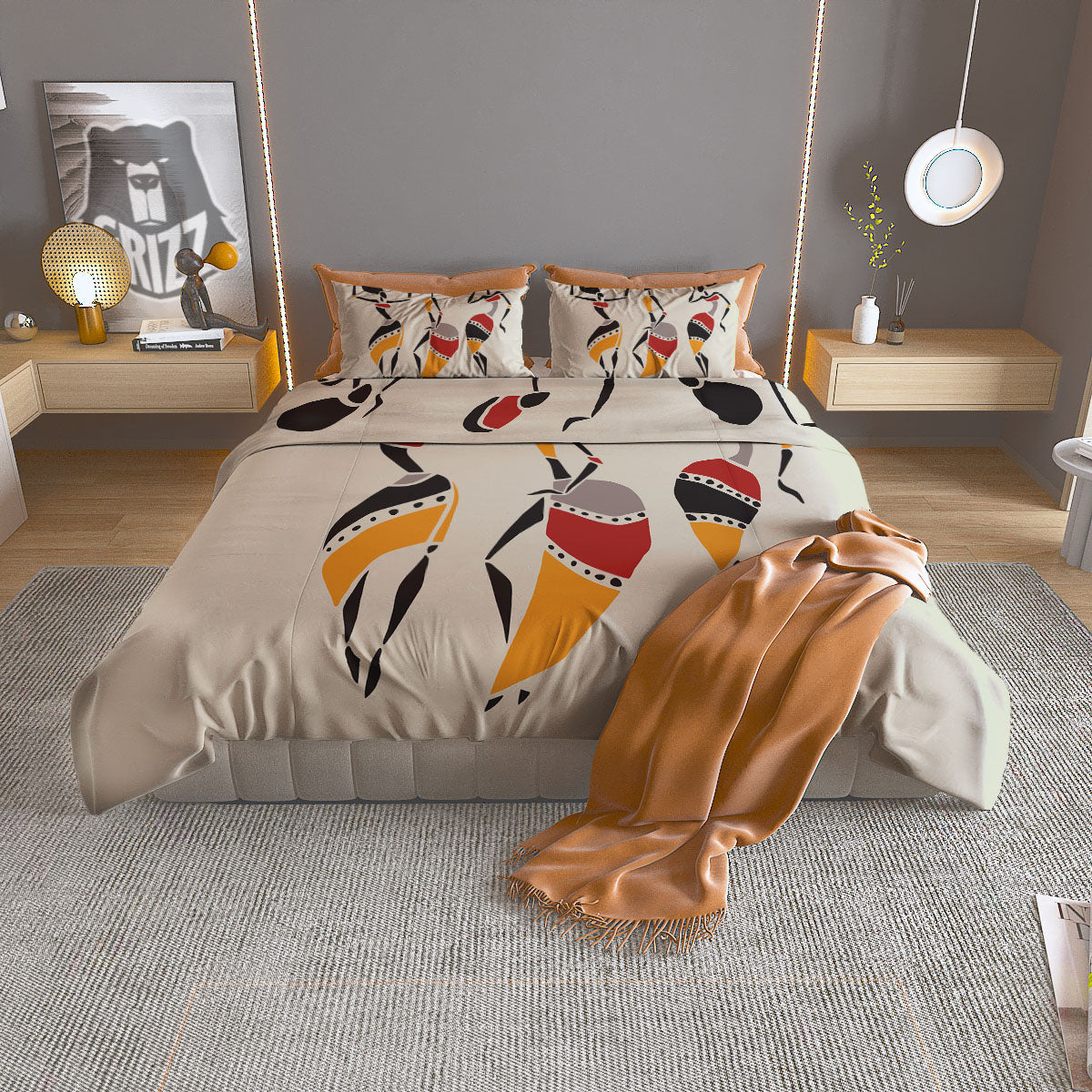 African Ethnic Girl Print Duvet Cover Bedding Set