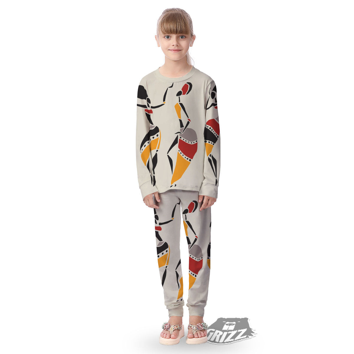 African Ethnic Girl Print Kid's Pajamas-grizzshop