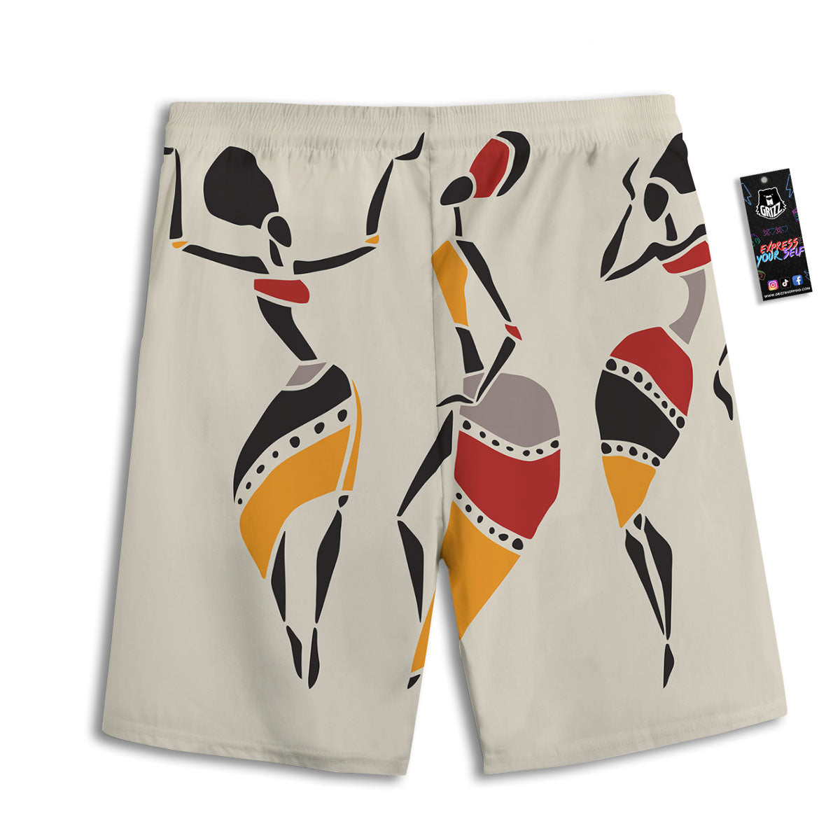 African Dashiki Black And Orange Print Men's Athletic Shorts