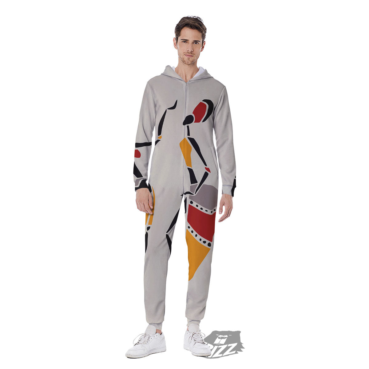 African Ethnic Girl Print Men's Jumpsuit-grizzshop