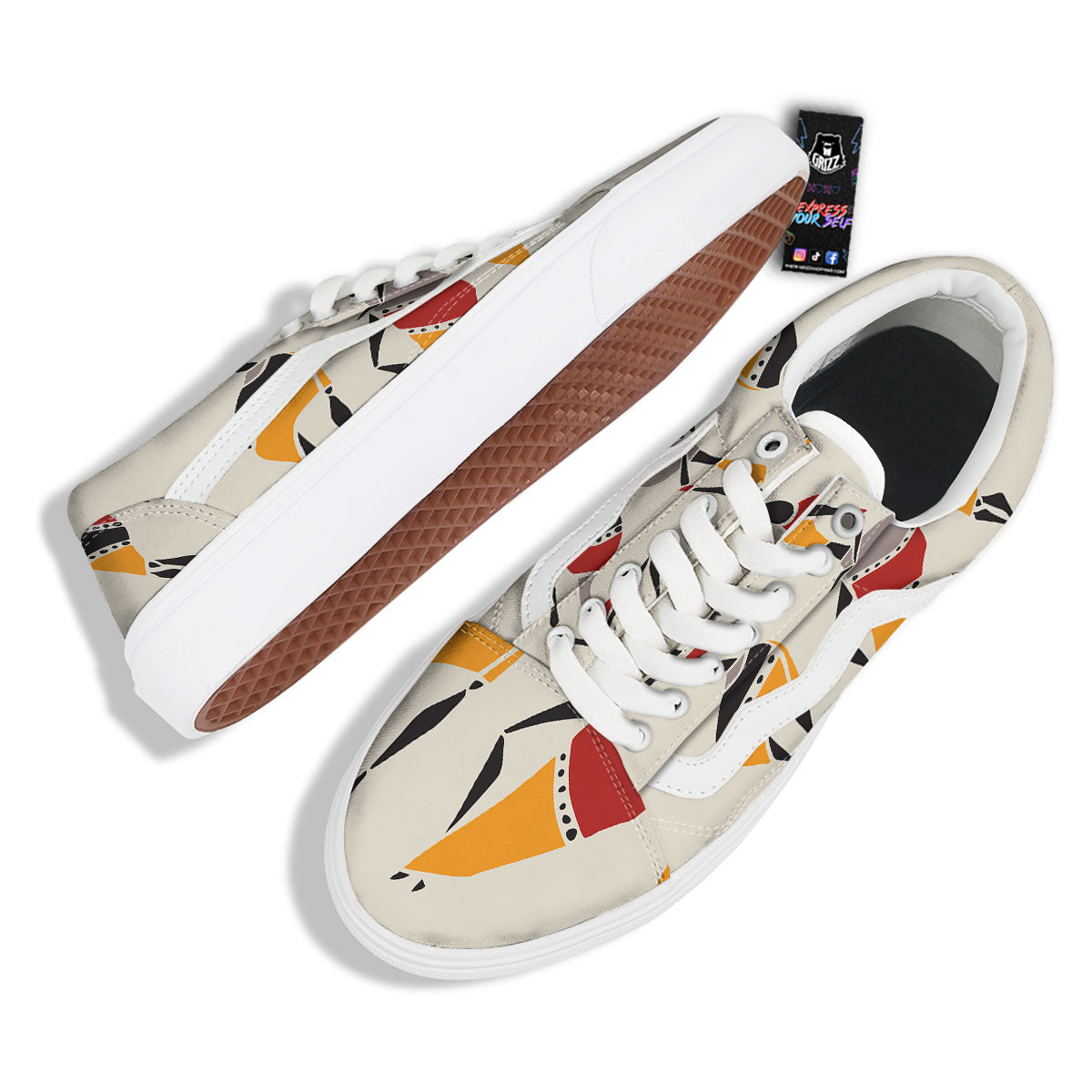 African Ethnic Girl Print Skate Shoes-grizzshop