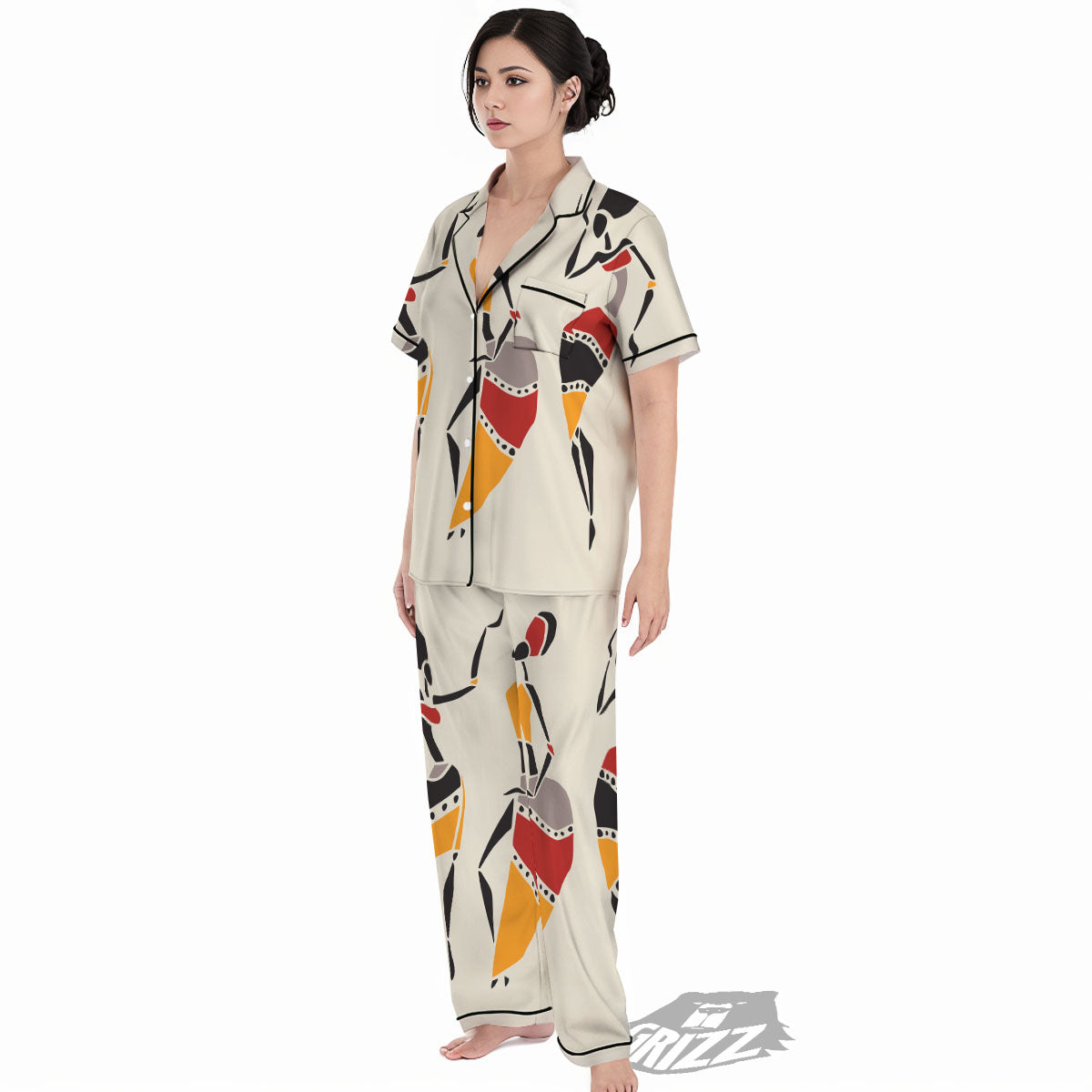 African Ethnic Girl Print Women's Pajamas Set-grizzshop