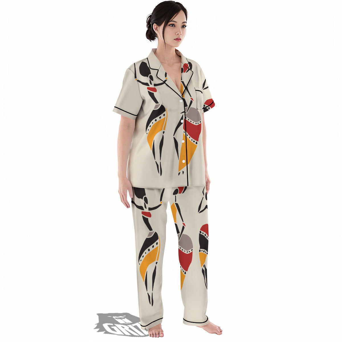 African Ethnic Girl Print Women's Pajamas Set-grizzshop