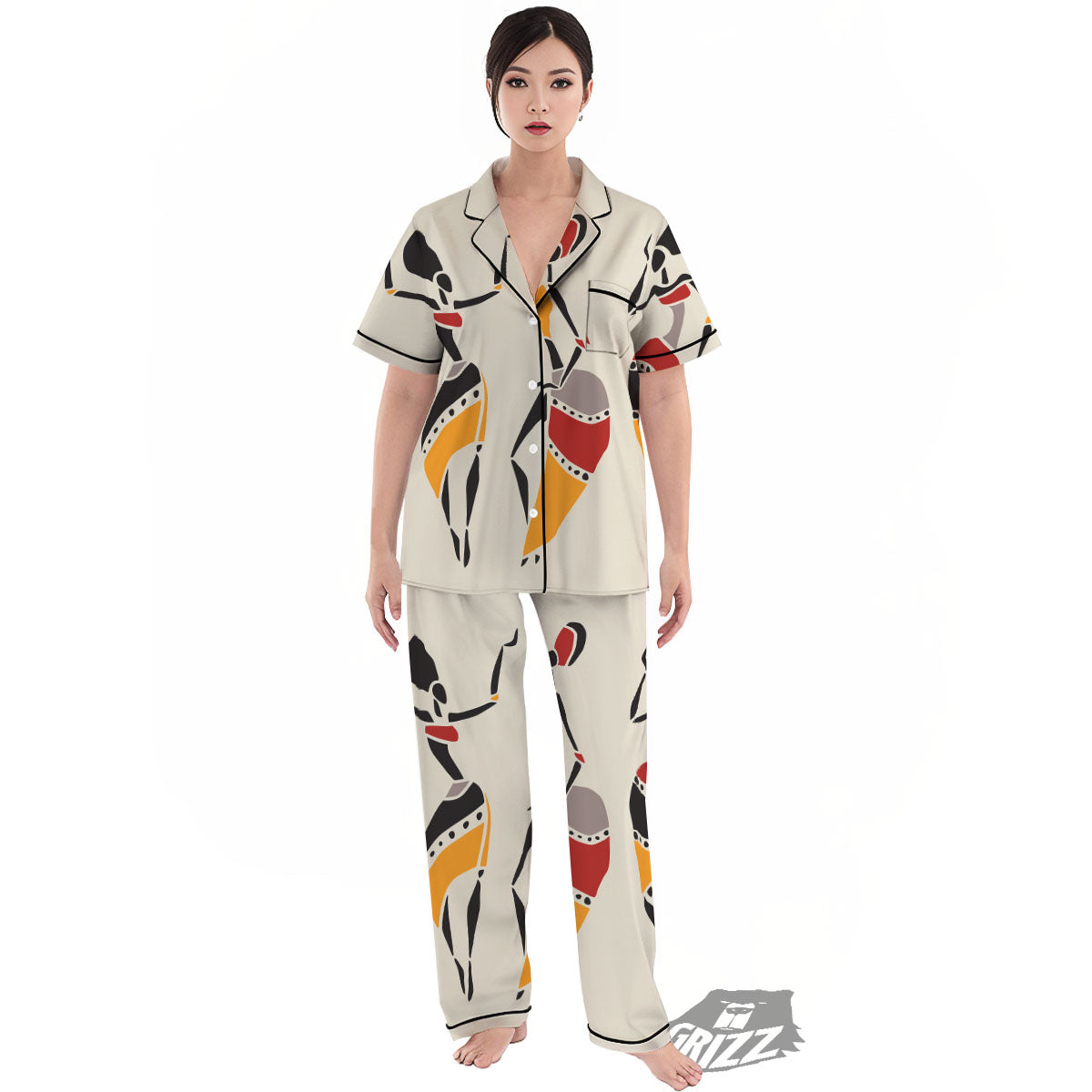 African Ethnic Girl Print Women's Pajamas Set-grizzshop