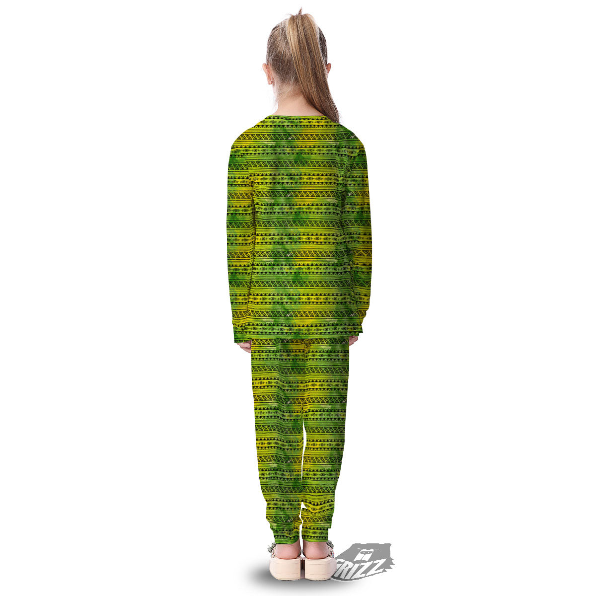 African Ethnic Green Print Kid's Pajamas-grizzshop