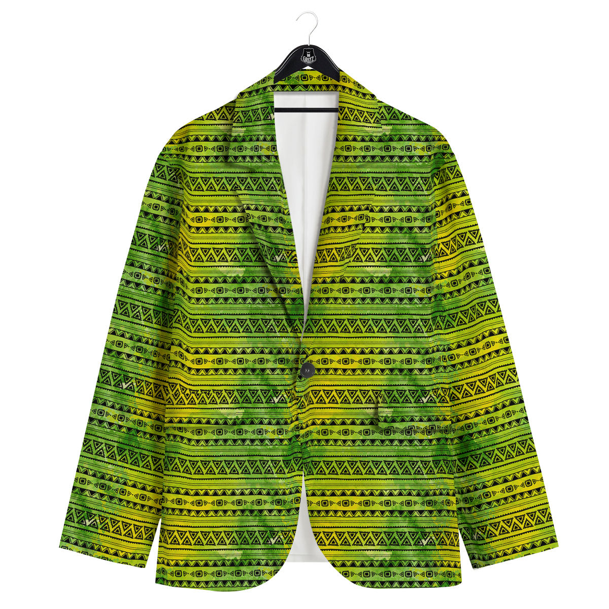 African Ethnic Green Print Men's Sport Coat-grizzshop