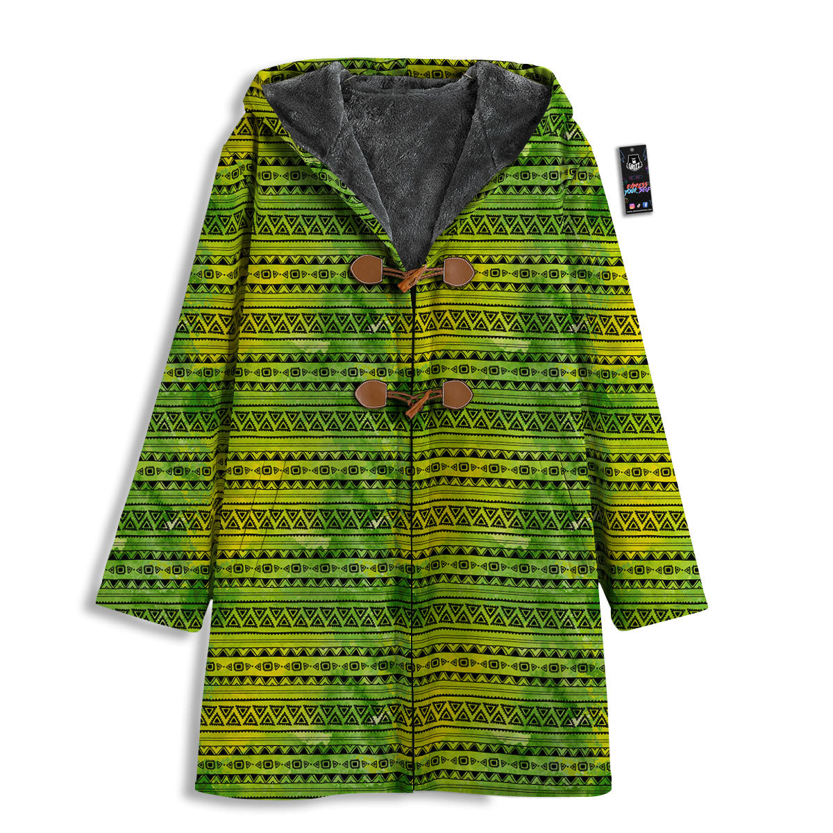 African Ethnic Green Print Men's Windbreaker Jacket-grizzshop