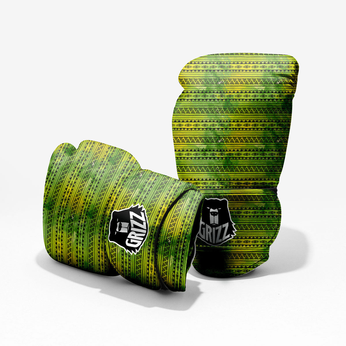 African Ethnic Green Print Pro Boxing Glove