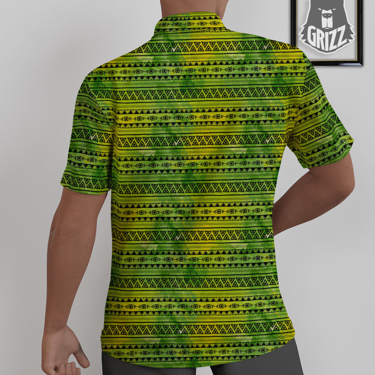 African Ethnic Green Print Untucked Shirts-grizzshop