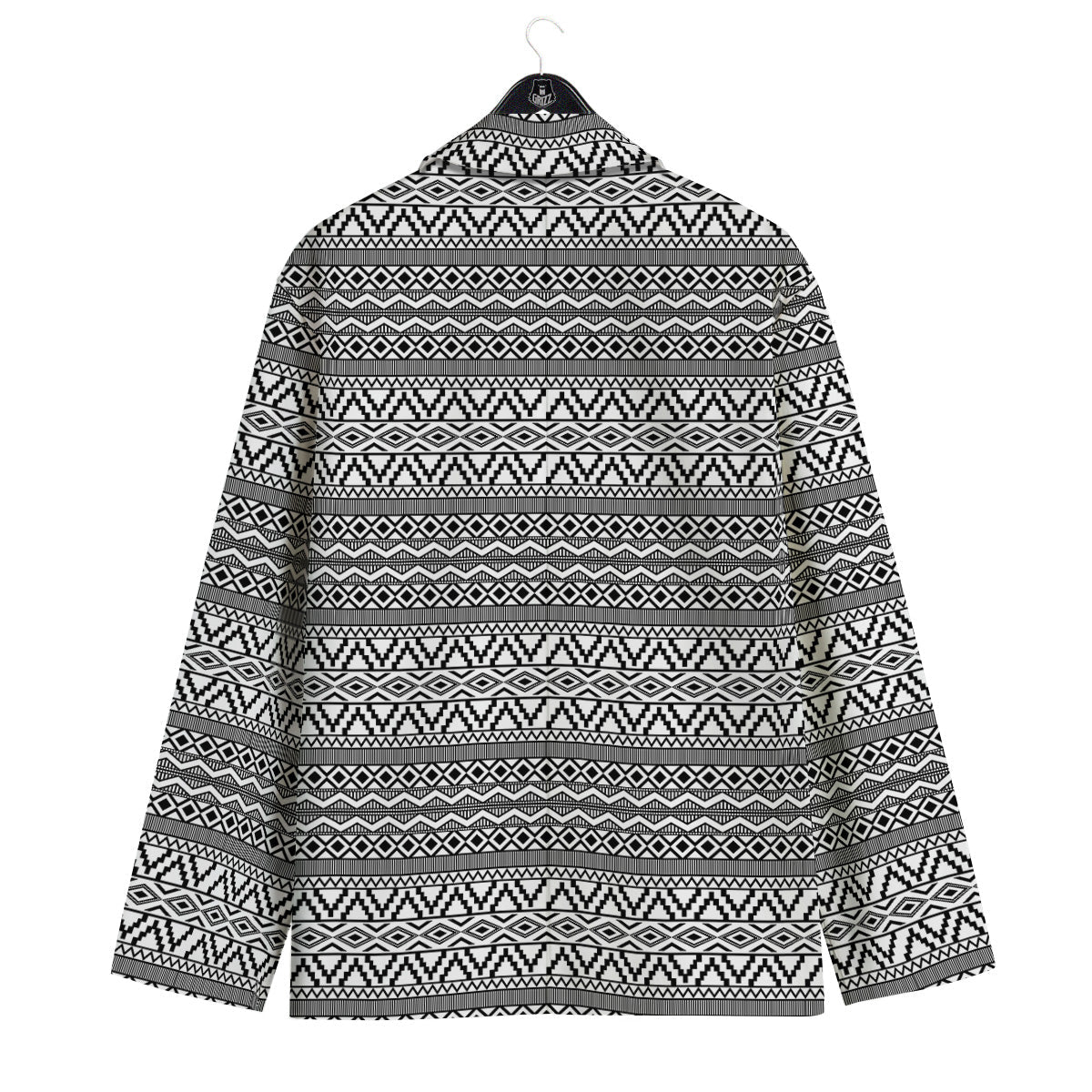 African Ethnic White And Black Print Men's Sport Coat-grizzshop