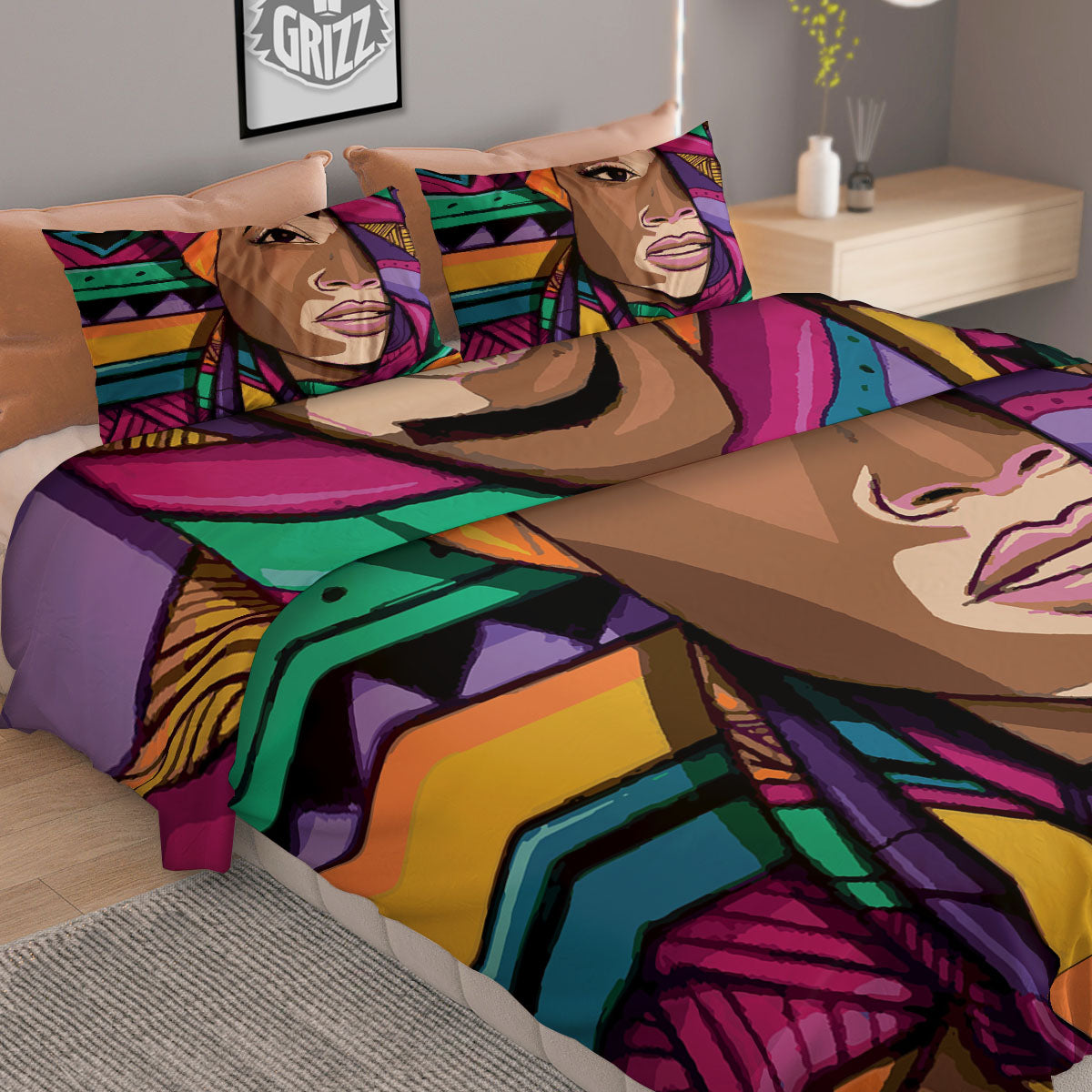African Girl Art Print Duvet Cover Bedding Set
