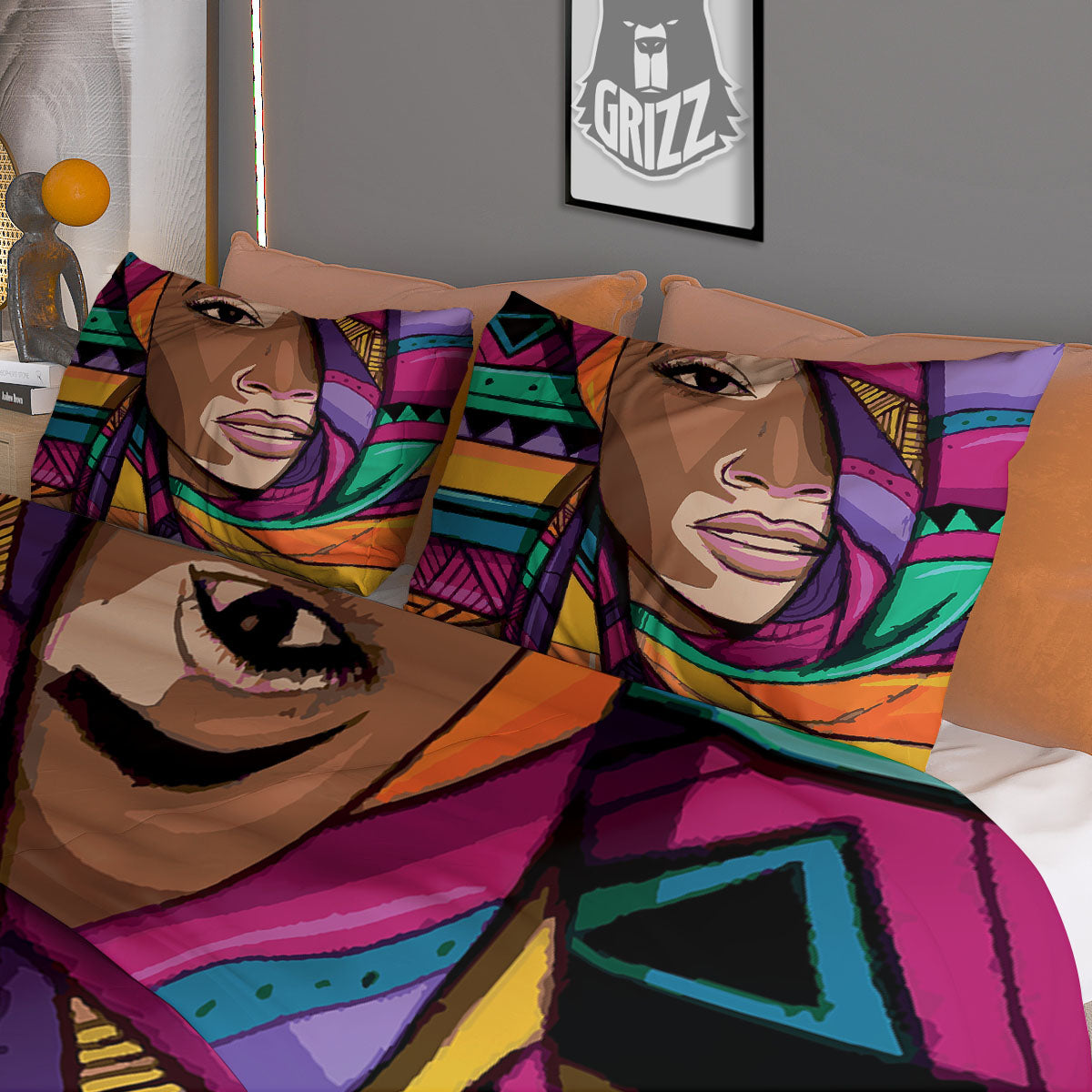 African Girl Art Print Duvet Cover Bedding Set