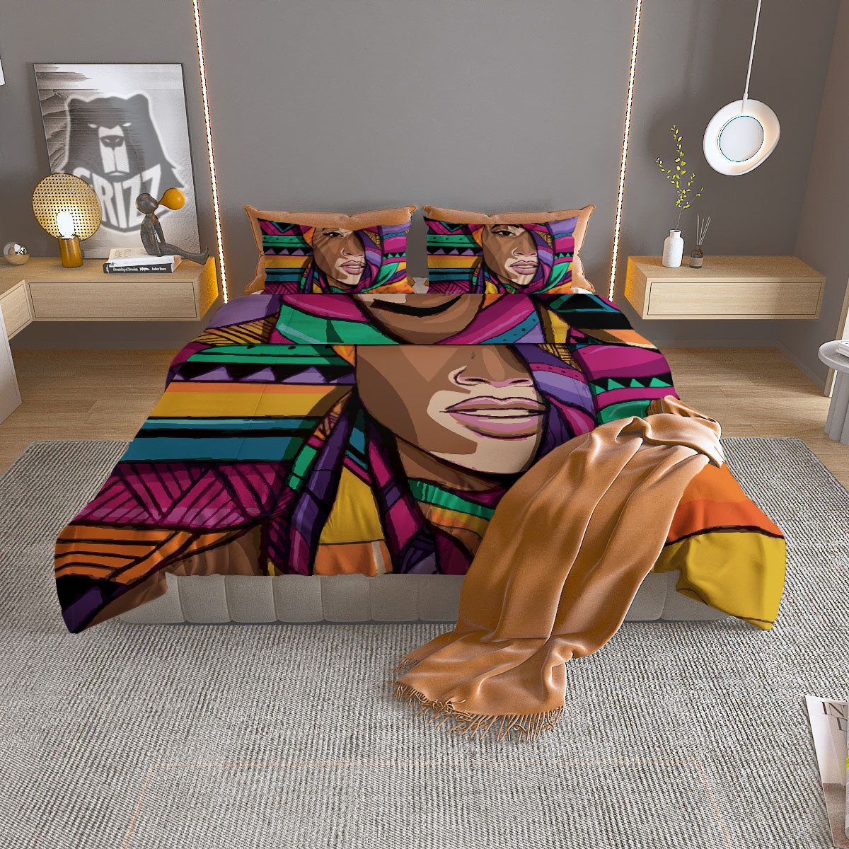 African Girl Art Print Duvet Cover Bedding Set