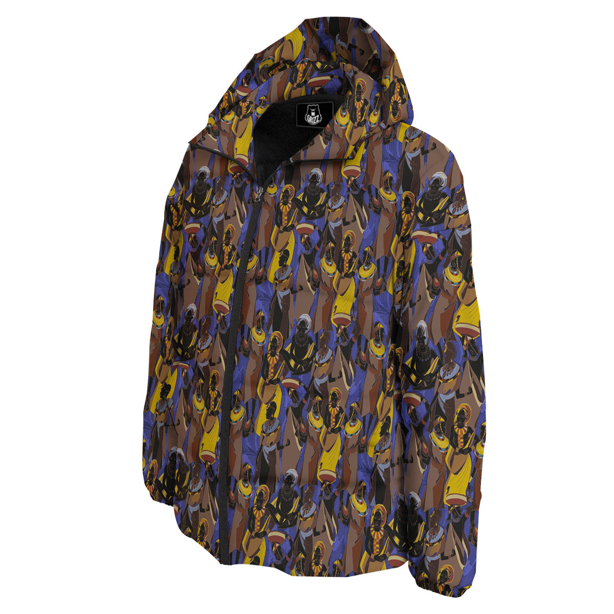 African Girl Art Print Pattern Down Jacket-grizzshop