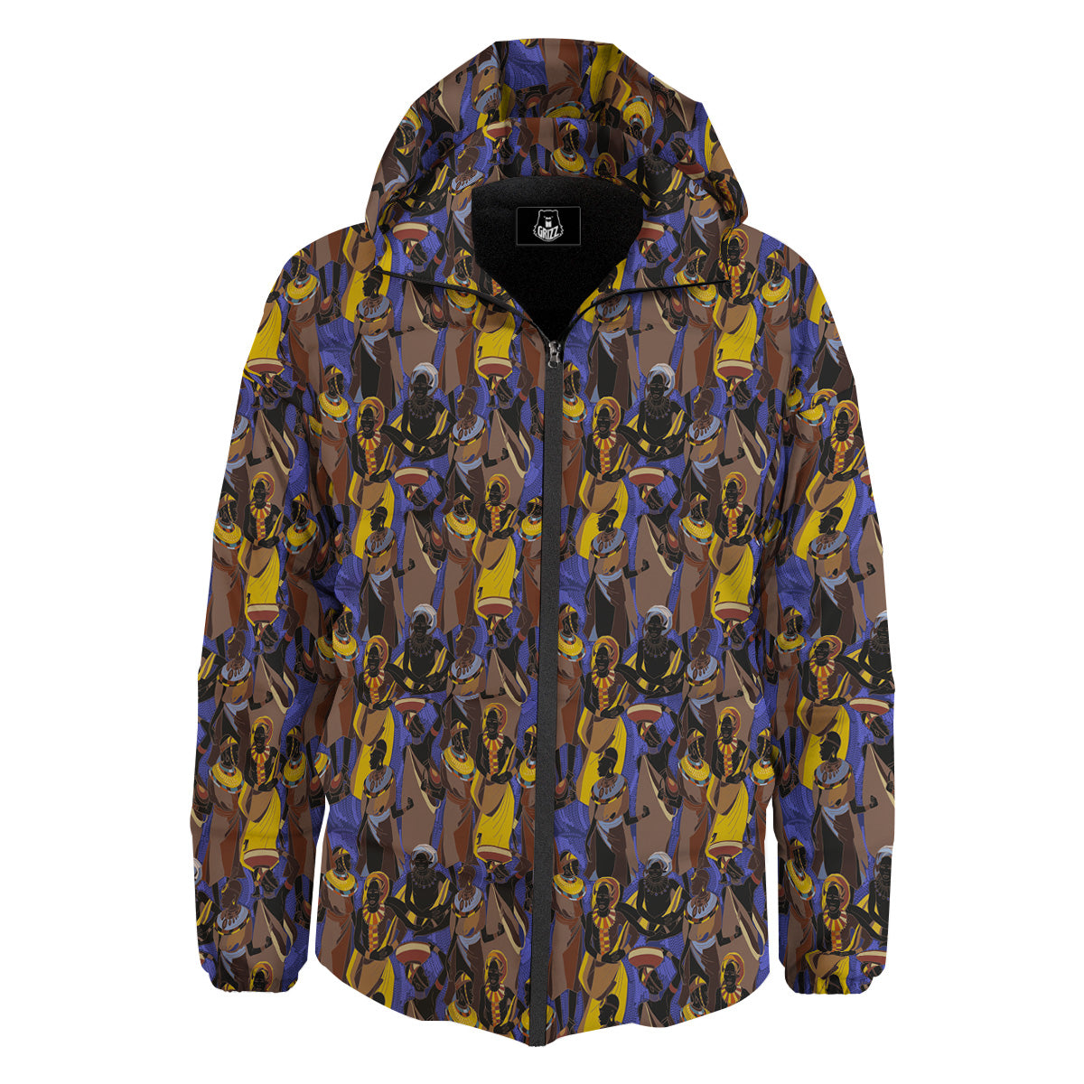 African Girl Art Print Pattern Down Jacket-grizzshop