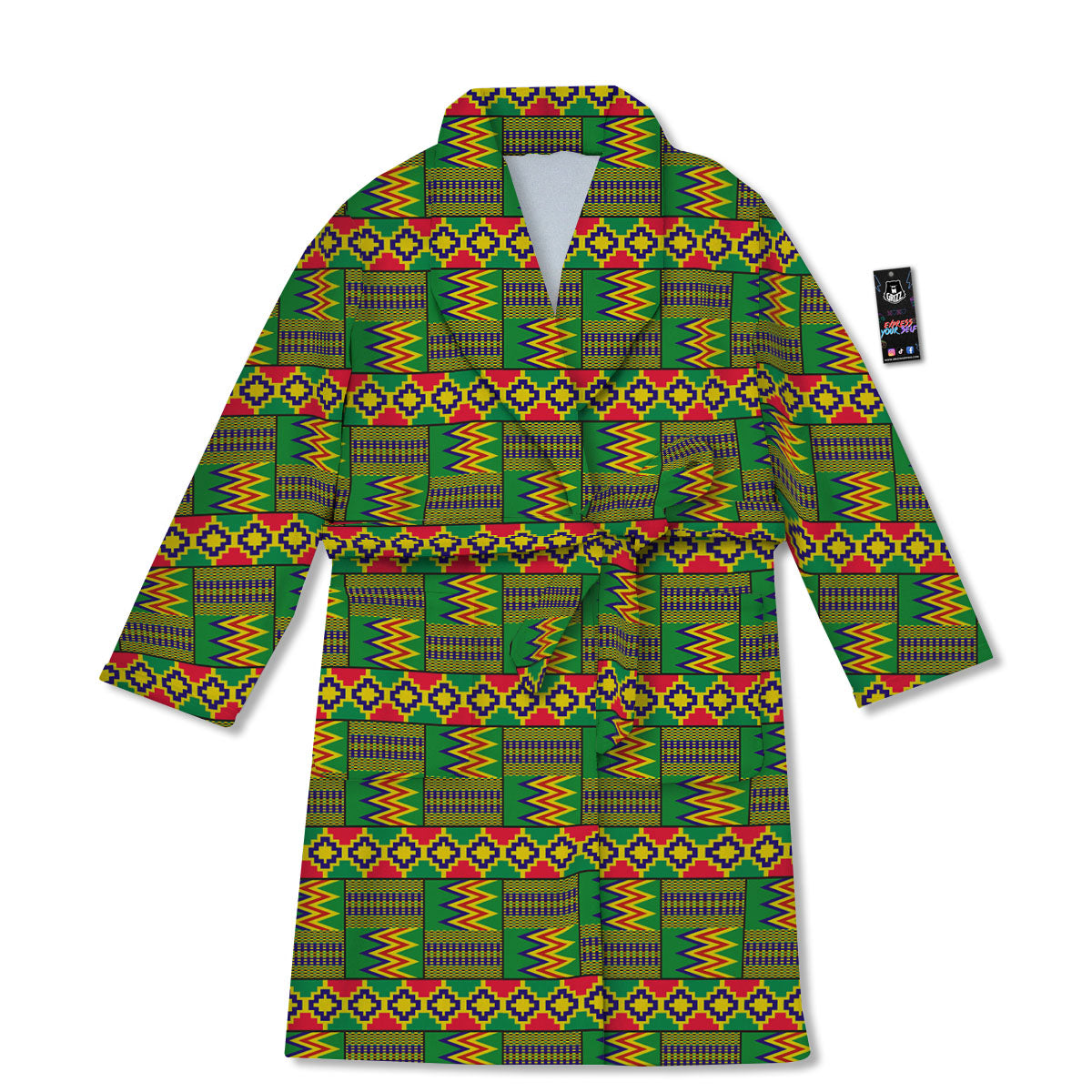 African Kente Print Pattern Bathrobe-grizzshop