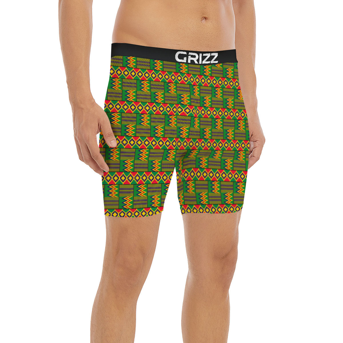 African Kente Print Pattern Boxer Briefs-grizzshop