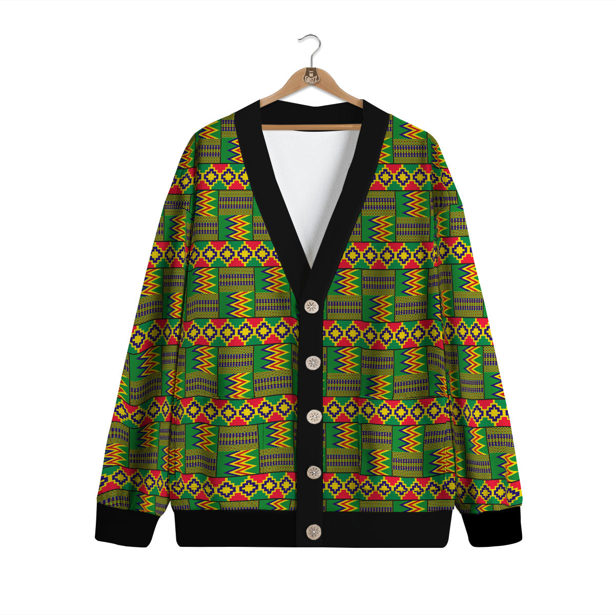 African Kente Print Pattern Cardigan-grizzshop