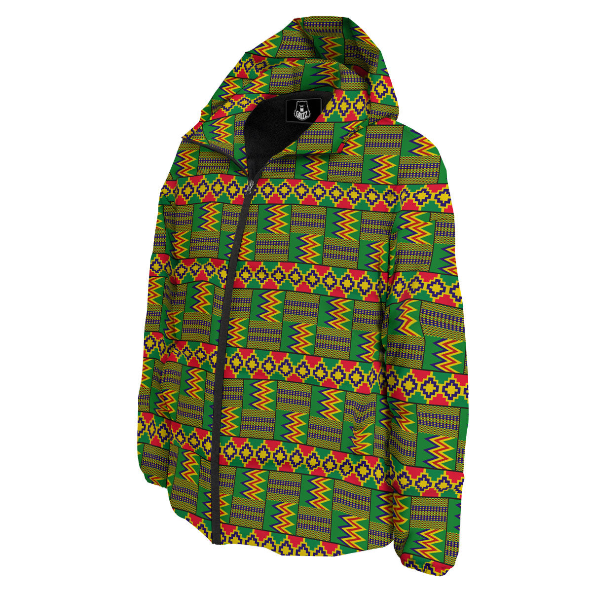 African Kente Print Pattern Down Jacket-grizzshop