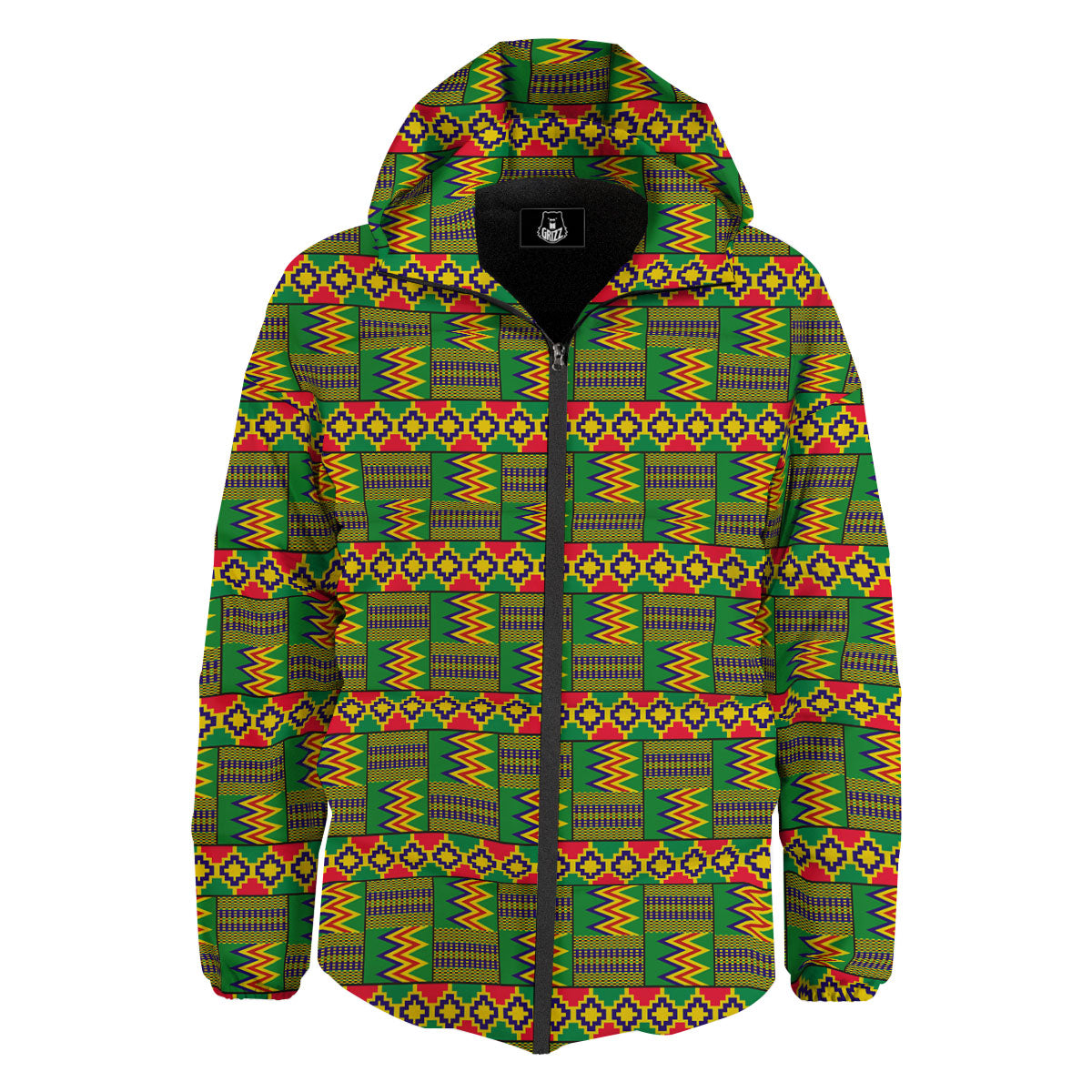 African Kente Print Pattern Down Jacket-grizzshop
