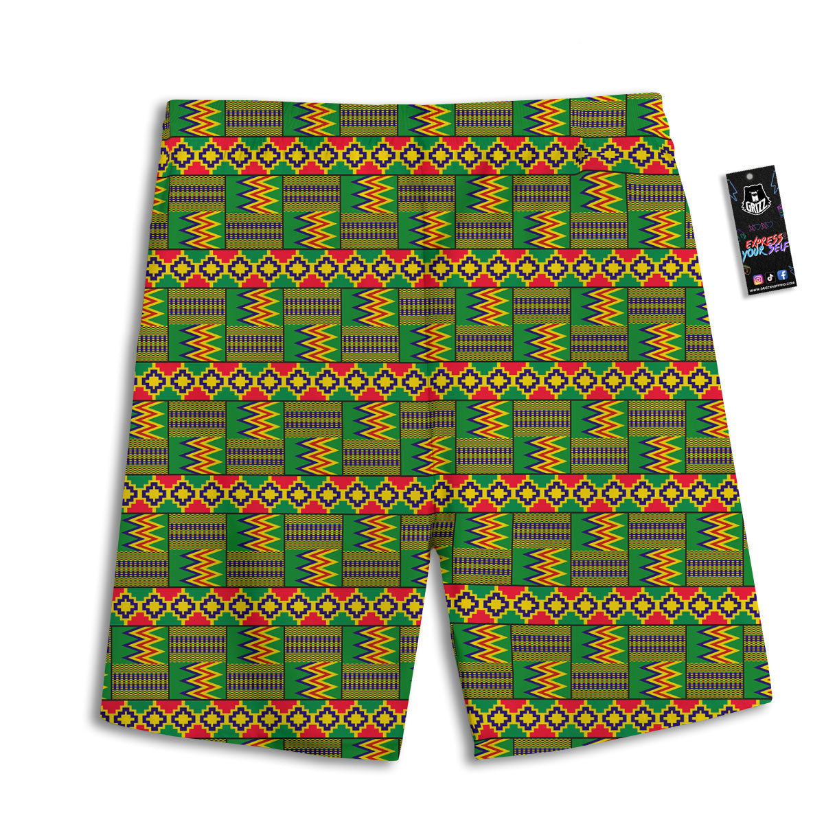 African Kente Print Pattern Men's Athletic Shorts