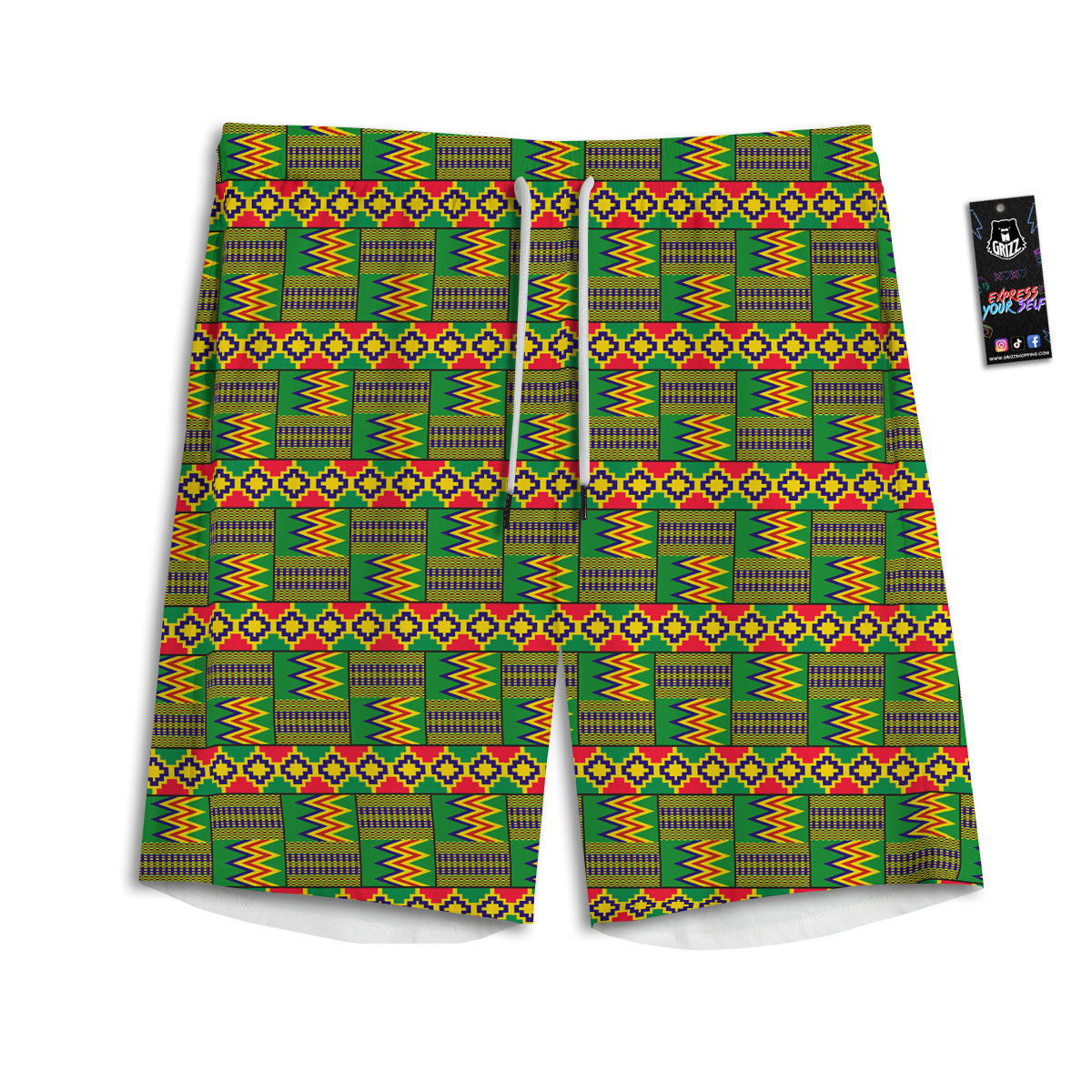 African Kente Print Pattern Men's Athletic Shorts