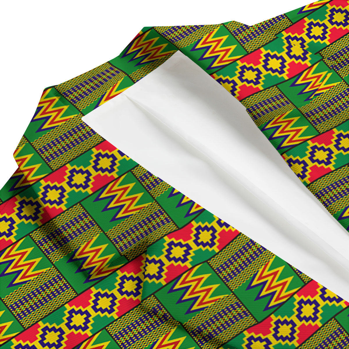 African Kente Print Pattern Men's Blazer-grizzshop