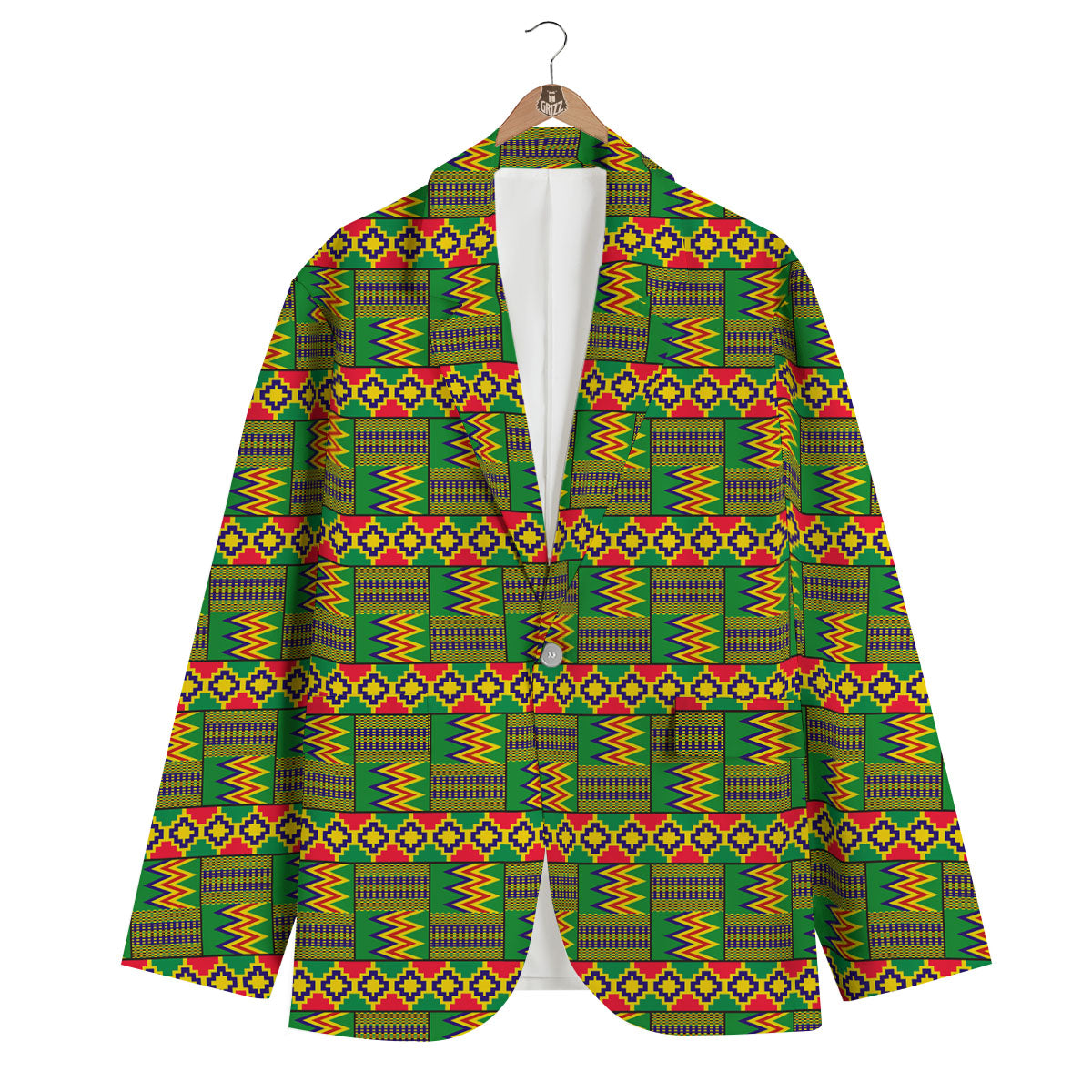 African Kente Print Pattern Men's Blazer-grizzshop