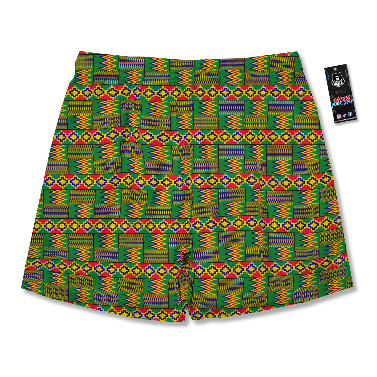 African Kente Print Pattern Men's Running Shorts-grizzshop