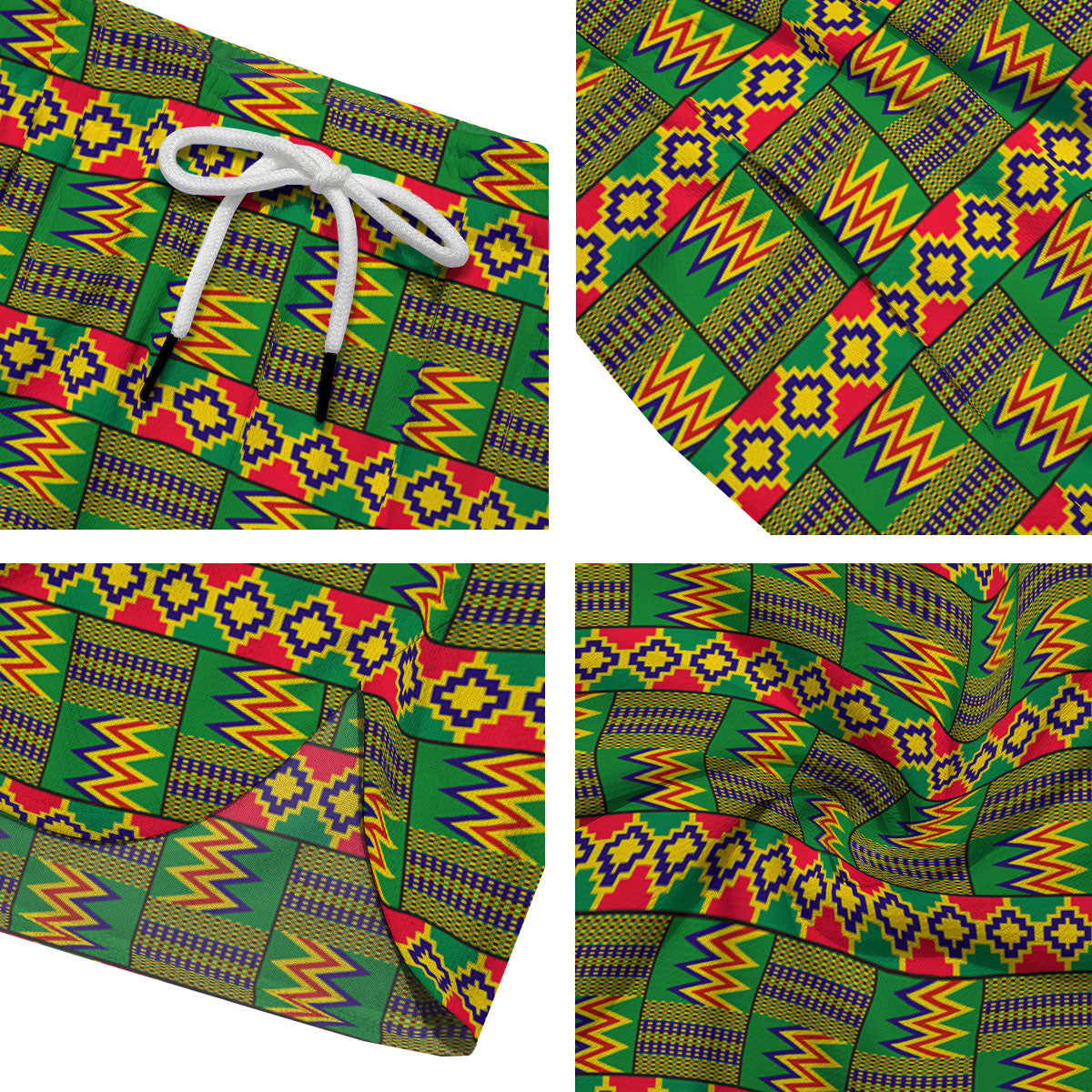 African Kente Print Pattern Men's Running Shorts-grizzshop