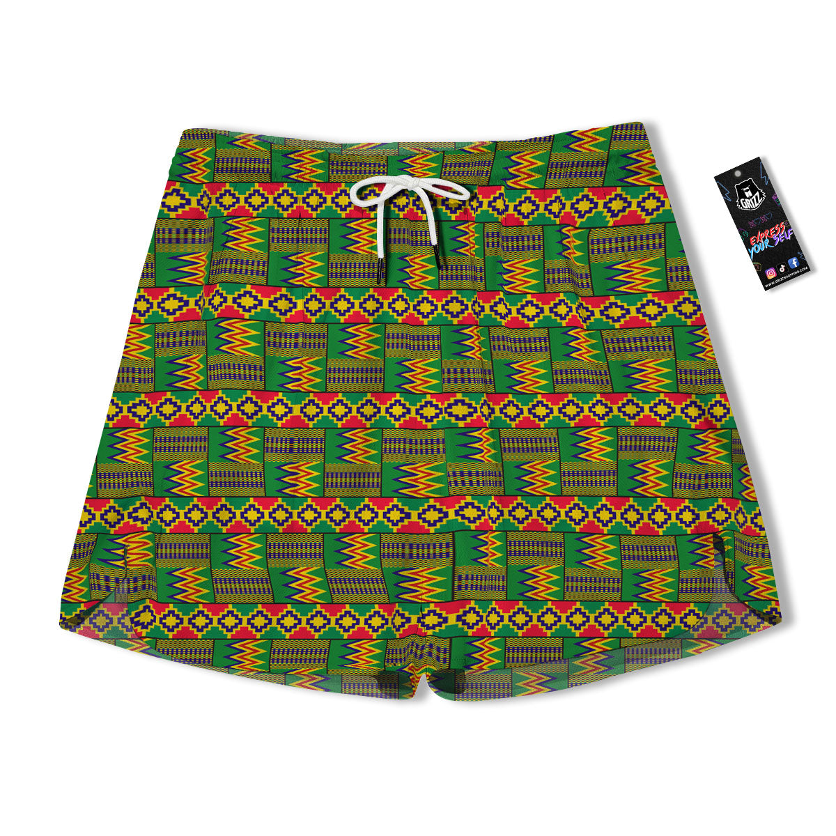 African Kente Print Pattern Men's Running Shorts-grizzshop